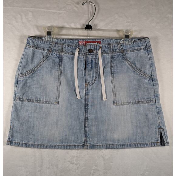 Outlook mini Skirt sz 9 Denim/ ChambrayLight wash W32"H 39"Length15" - Picture 1 of 7